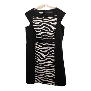 Jones Studio W Size 18 W Black with Black/White Panel Cap Sleeve Sheath Dress
